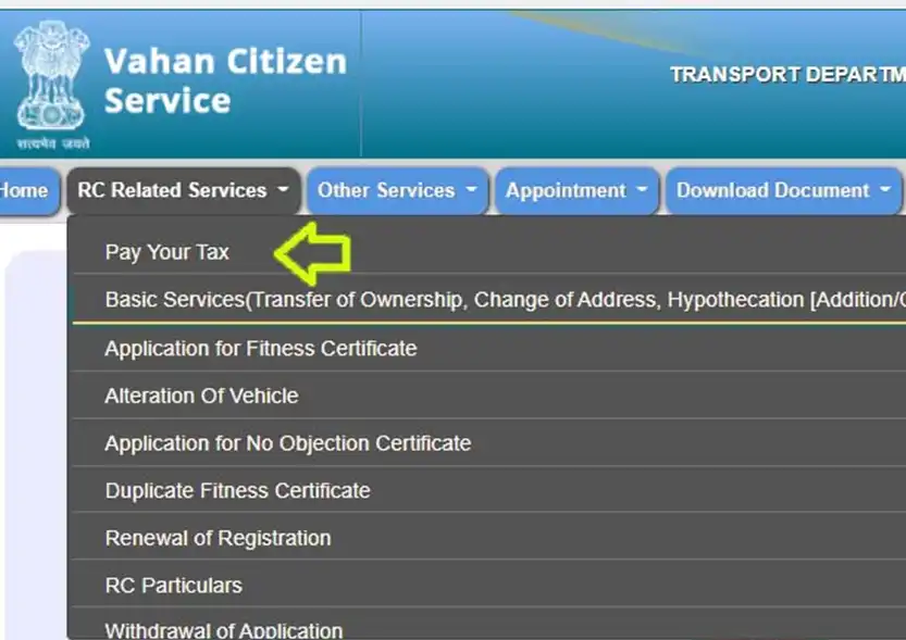 Gujarat Vehicle Online Road Tax Payment