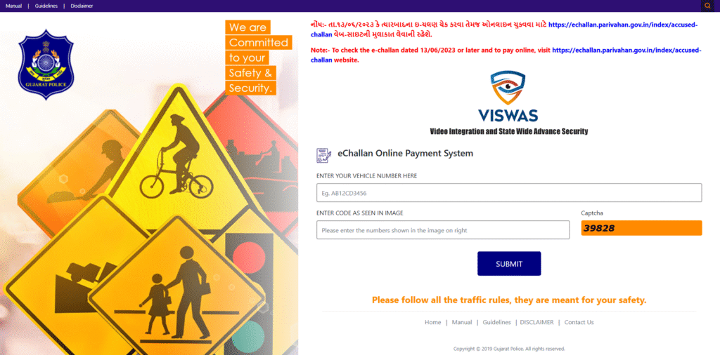 Pay Gujarat Traffic Challan Online and Offline