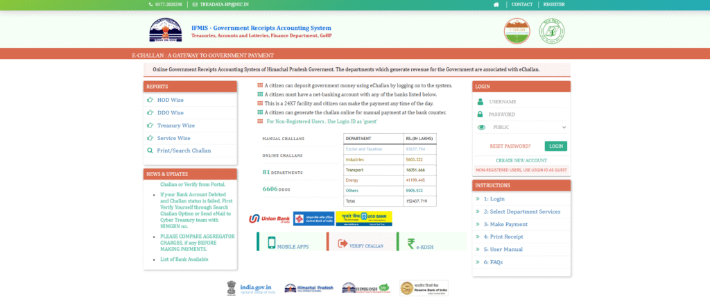Pay Himachal Pradesh Challan Online